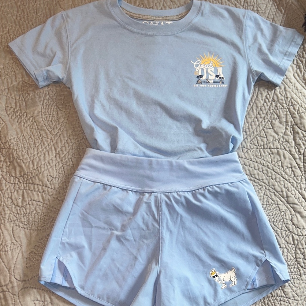 GOAT Light Blue Graphic Tee & Shorts Set